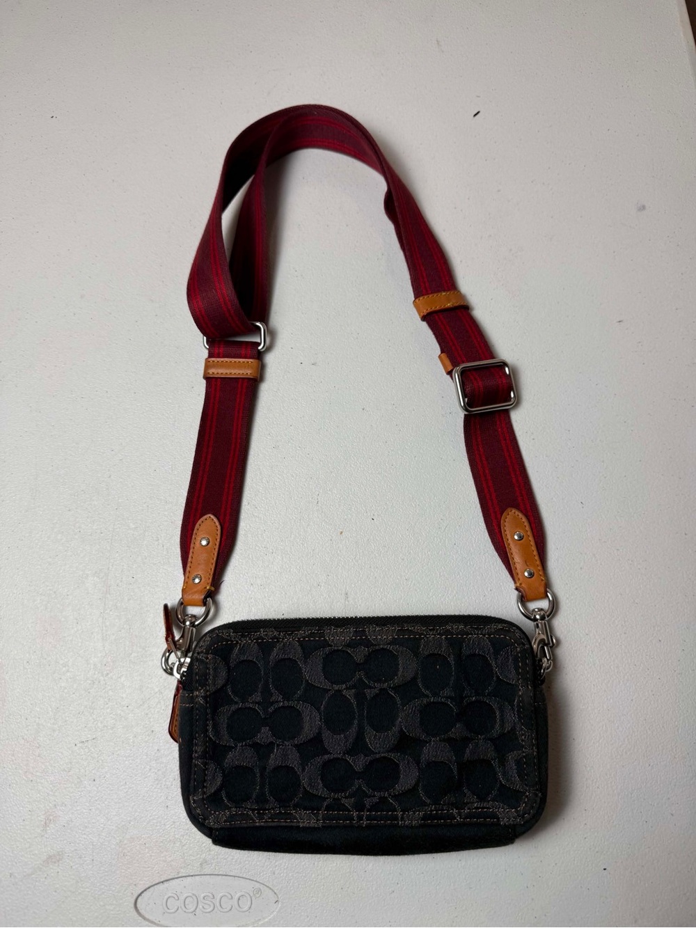 Coach Black Denim Kira Convertible Crossbody Wristlet